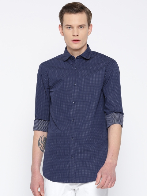 

Jack & Jones Men Navy Blue Slim Fit Self-Design Casual Shirt