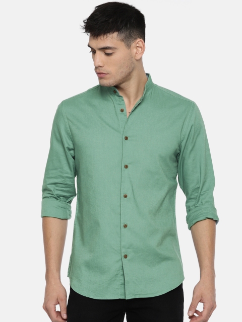 

Jack & Jones Men Green Slim Fit Solid Casual Shirt