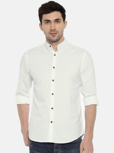 

Jack & Jones Men White Slim Fit Solid Casual Shirt