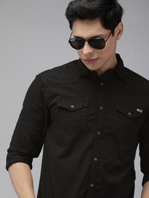 

Jack & Jones Men Black Solid Casual Shirt