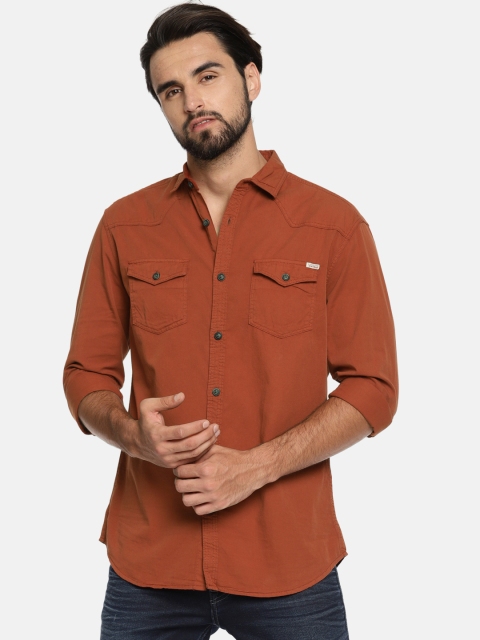 

Jack & Jones Men Rust Brown Regular Fit Solid Casual Shirt