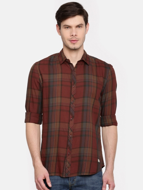 

Jack & Jones Men Brown Slim Fit Checked Casual Shirt