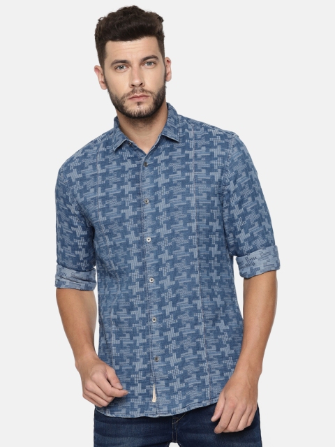 

Jack & Jones Men Blue Self-Design Casual Shirt