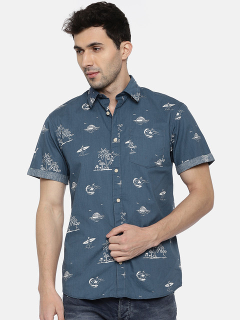

Jack & Jones Men Blue Slim Fit Conversational Printed Casual Shirt