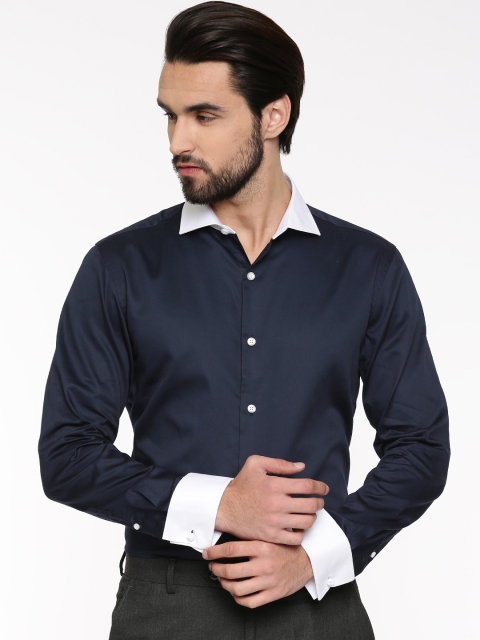 

Jack & Jones Men Navy Blue Slim Fit Solid Semiformal Shirt