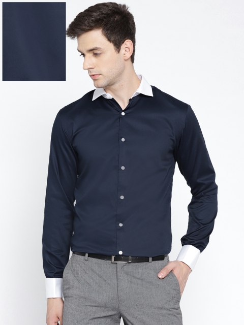 

Jack & Jones Men Navy Blue Slim Fit Solid Formal Shirt