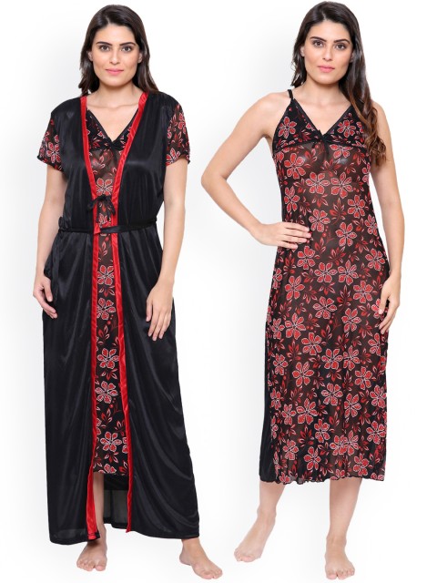 

Secret Wish Black & Red Solid Nightdress