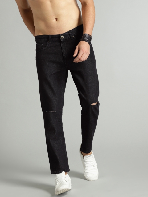 

Roadster Men Black Slim Fit Mid-Rise Slash Knee Jeans
