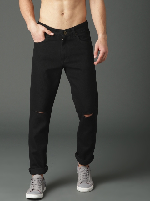 

Roadster Men Black Slim Fit Mid-Rise Slash Knee Jeans