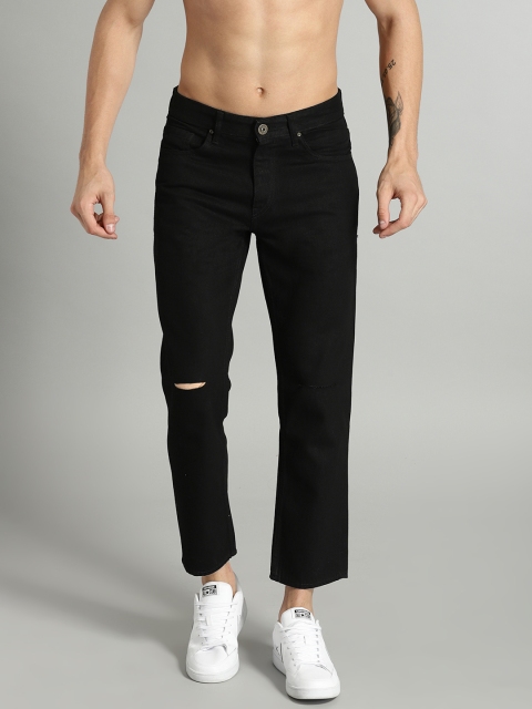 

Roadster Men Black Slim Fit Mid-Rise Slash Knee Jeans