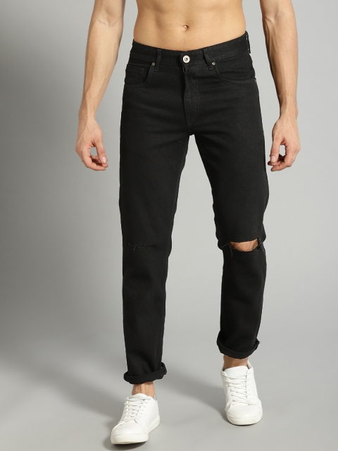 

Roadster Men Black Slim Fit Mid-Rise Slash Knee Jeans