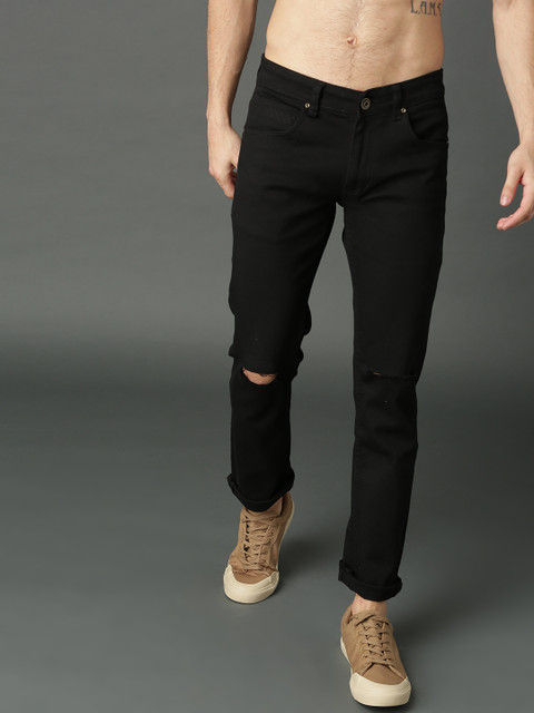 

Roadster Men Black Skinny Fit Mid-Rise Slash Knee Stretchable Jeans