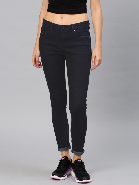 

HRX by Hrithik Roshan Women Navy Blue Skinny Fit Mid-Rise Clean Look Stretchable Jeans