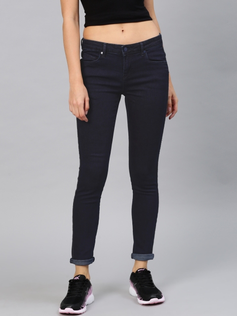 

HRX by Hrithik Roshan Women Blue Skinny Fit Mid-Rise Clean Look Stretchable Jeans