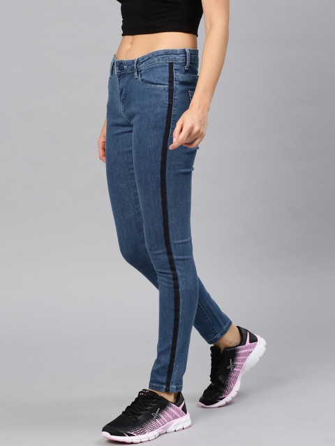 

HRX by Hrithik Roshan Women Blue Skinny Fit Mid-Rise Clean Look Stretchable Jeans