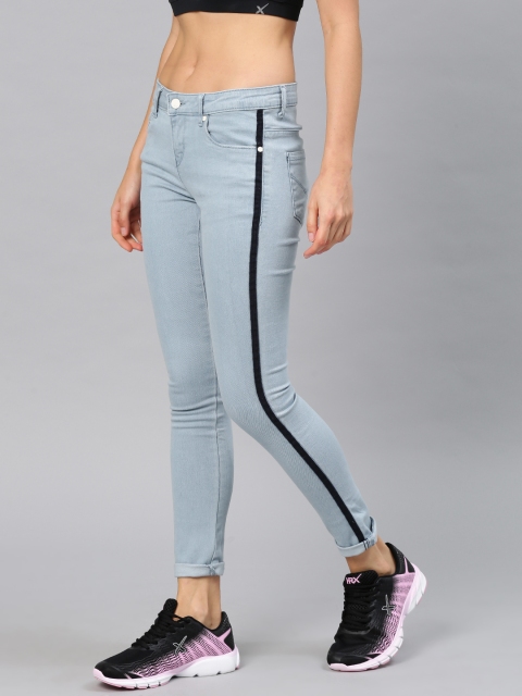 

HRX by Hrithik Roshan Women Blue Skinny Fit Mid-Rise Clean Look Stretchable Jeans