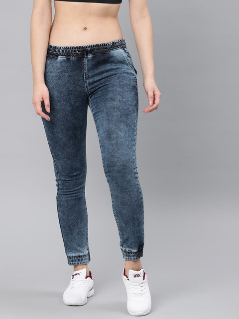 

HRX by Hrithik Roshan Women Blue Jogger Fit Mid-Rise Clean Look Stretchable Jeans