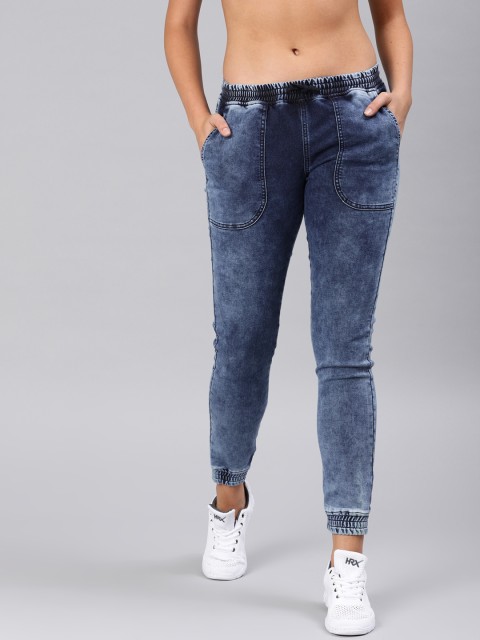 

HRX by Hrithik Roshan Women Blue Mid-Rise Clean Look Stretchable Jogger Jeans