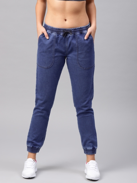 

HRX by Hrithik Roshan Women Blue Mid-Rise Clean Look Stretchable Jogger Jeans