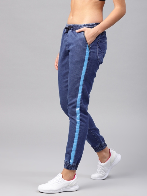 

HRX by Hrithik Roshan Women Blue Mid-Rise Clean Look Stretchable Jogger Jeans