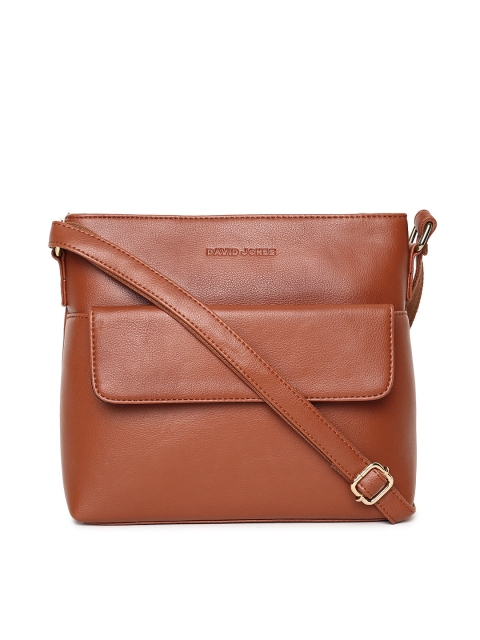 

David Jones Tan Brown Solid Sling Bag