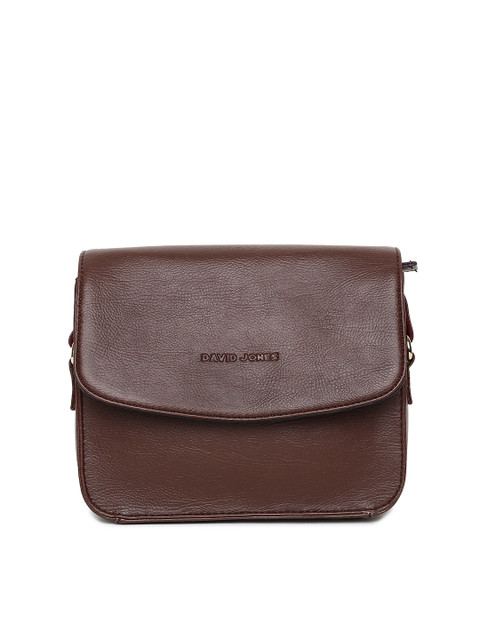 

David Jones Coffee Brown Solid Sling Bag