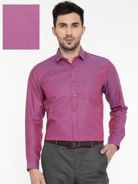

V Dot Men Red & Blue Slim Fit Self Design Formal Shirt
