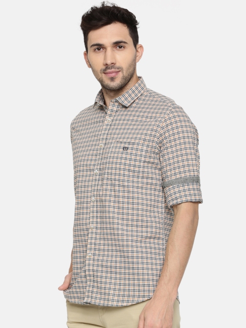 

Van Heusen Sport Men Grey & Beige Slim Fit Checked Casual Shirt