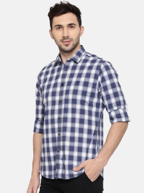 

Van Heusen Sport Men White & Navy Slim Fit Checked Casual Shirt