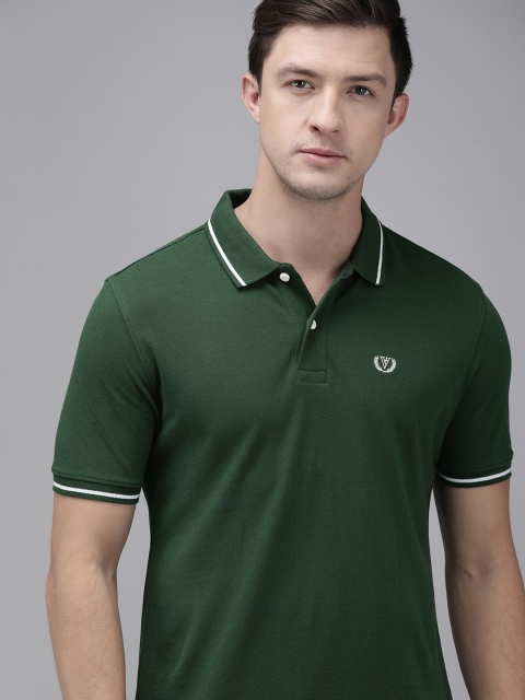 

Van Heusen Sport Men Green Solid Polo Collar T-shirt