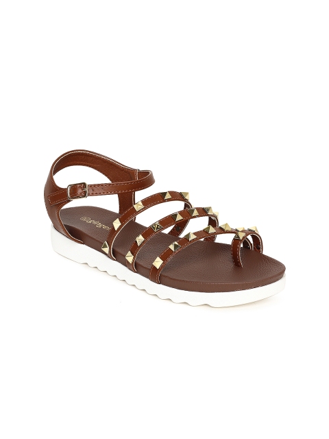 

Ginger by Lifestyle Women Brown Solid Synthetic Open Toe Flats