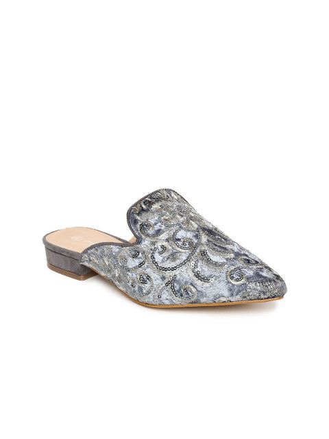

Melange by Lifestyle Women Navy & Grey Woven Design Synthetic Mules, Navy blue