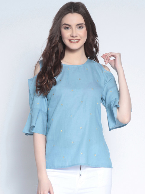 

RARE Women Blue Solid Top