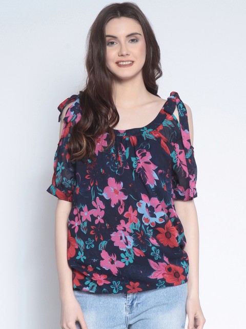 

RARE Women Navy Blue Printed Top