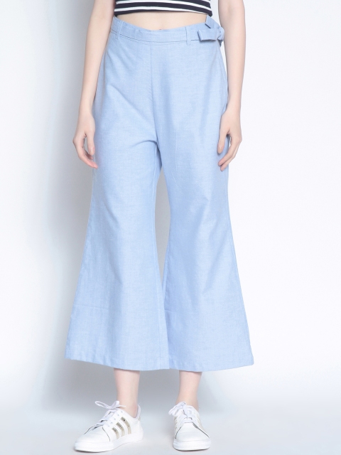 

RARE Women Blue Relaxed Regular Fit Solid Culottes