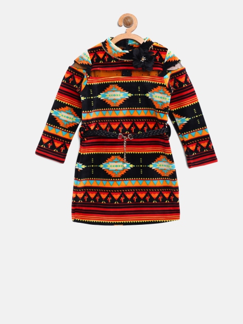 

Tiny Girl Black & Orange Printed Sheath Dress