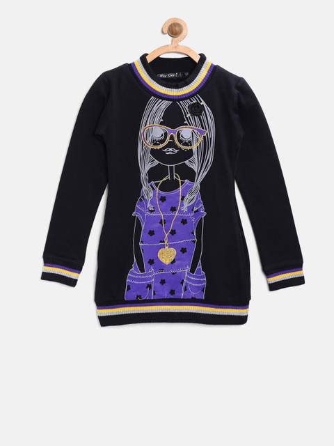 

Tiny Girl Black & Purple Printed Sweatshirt