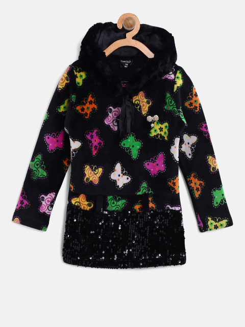 

Tiny Girl Black & Pink Printed Top with Sequins