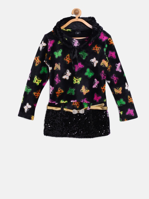

Tiny Girl Black & Pink Printed Top with Sequins