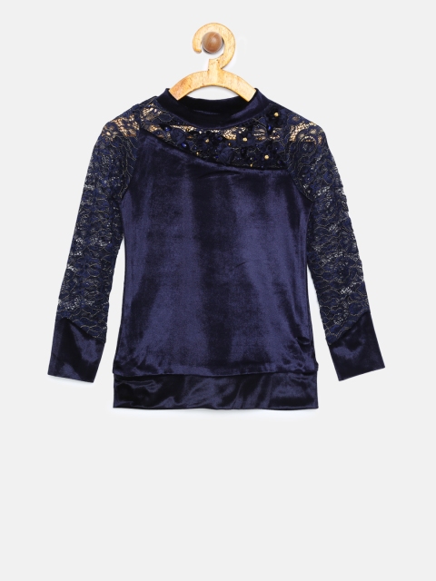 

Tiny Girl Navy Blue Solid Top