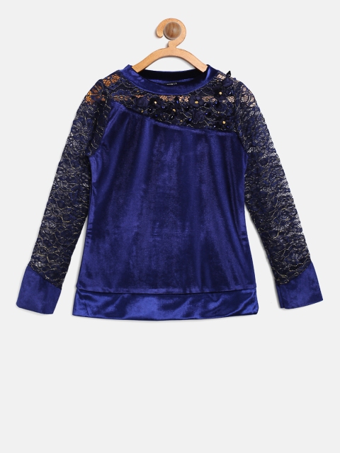 

Tiny Girl Navy Blue Lace Detail Top