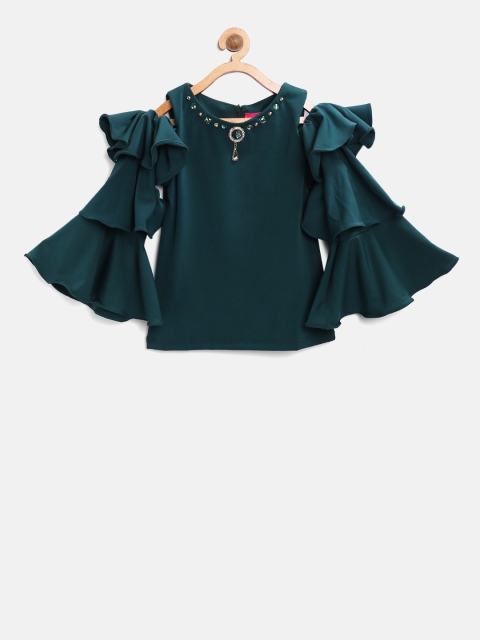 

Tiny Girl Green Solid A-Line Top
