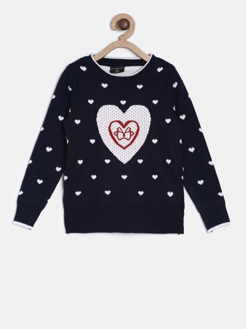 

Tiny Girl Girls Navy Blue & White Printed Pullover