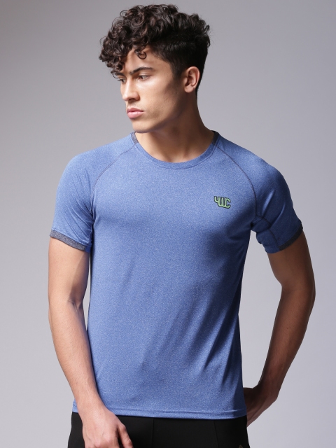 

YWC Men Blue Solid Round Neck T-shirt