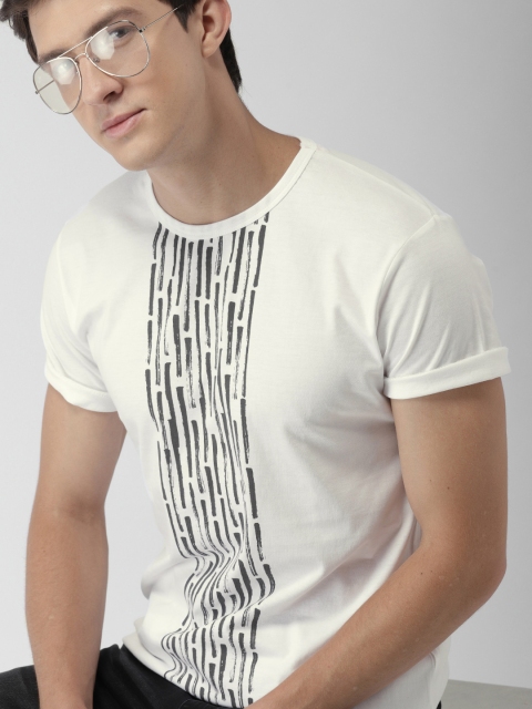 

Mast & Harbour Men White Printed Round Neck T-shirt