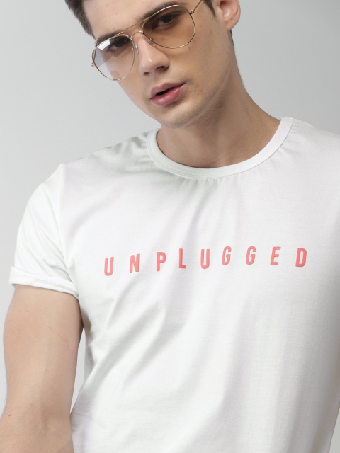 

Mast & Harbour Men White Printed Round Neck T-shirt