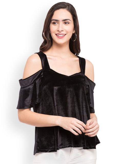 

Globus Women Black Solid Cold Shoulder Top