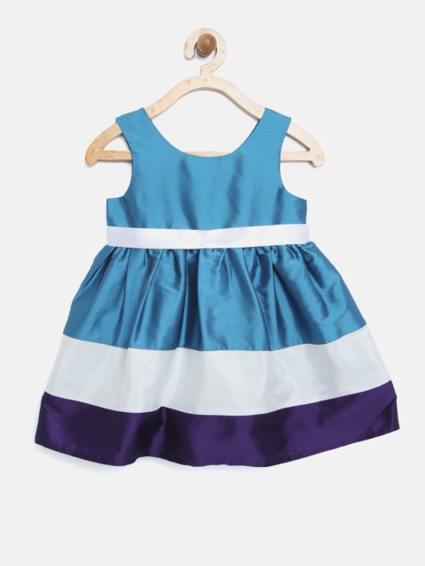 

A.T.U.N All Things Uber Nice Girls Blue & White Colourblocked Fit & Flare Dress