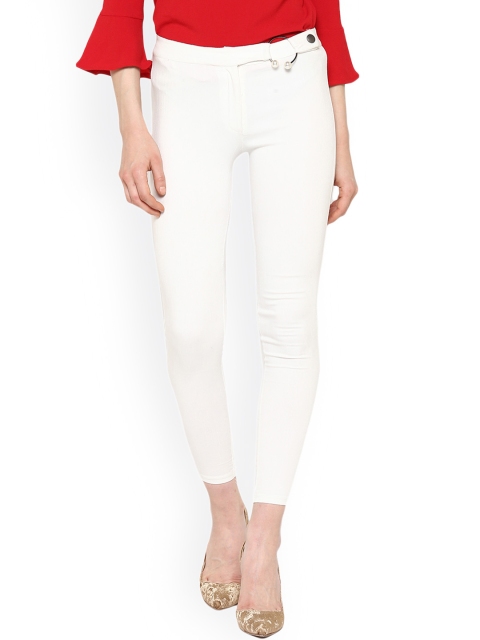 

Kazo Women White Regular Fit Solid Regular Trousers