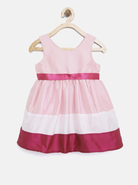 

A.T.U.N All Things Uber Nice Girls Pink & White Colourblocked Fit & Flare Dress